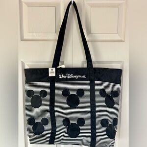 *NEW* Walt Disney World Nylon Zippered Tote Black & White Stripe